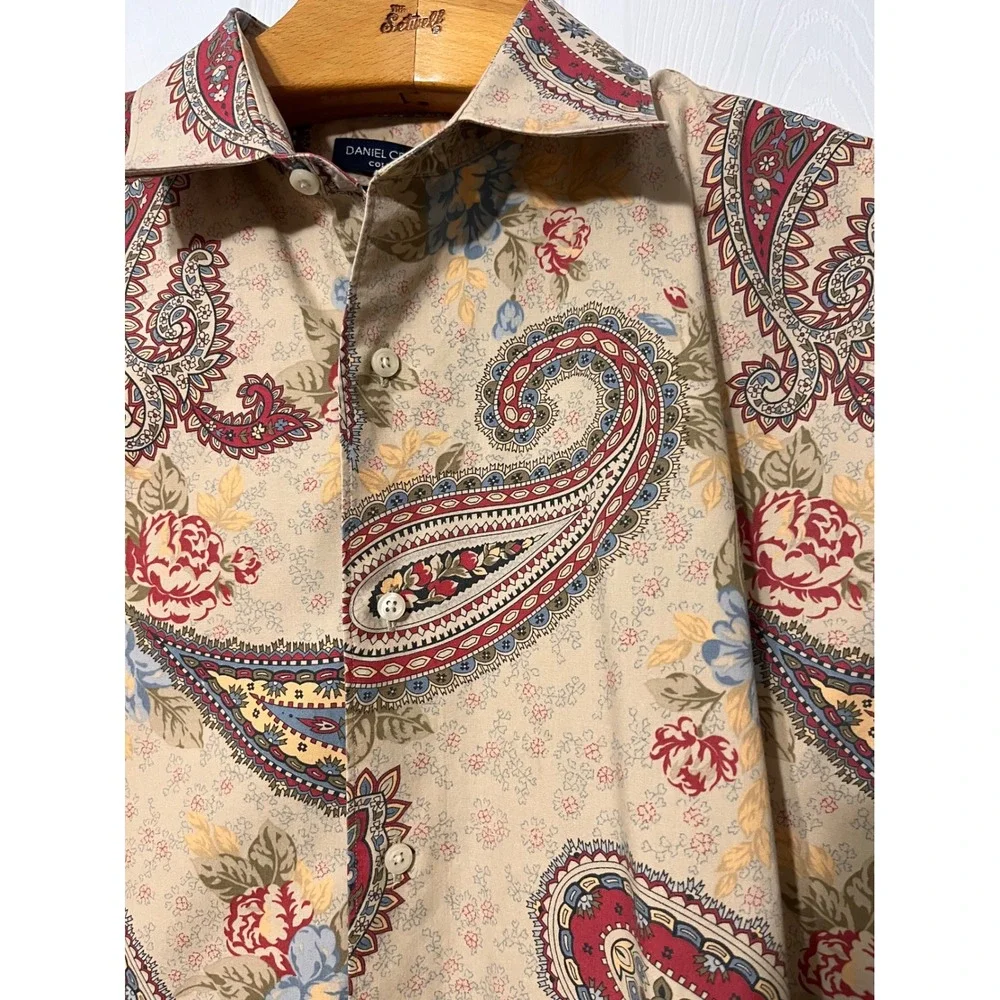 Daniel Cremieux Collection Mens XL Tailored Fit Paisley Floral 100% Cotton Shirt